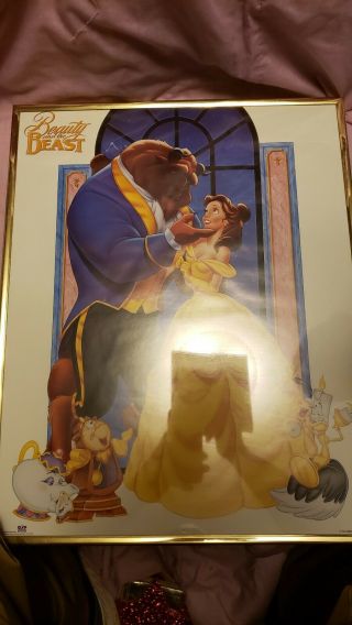 Vintage 90s Beauty And The Beast Poster Framed.