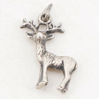 Vtg Sterling Silver - Deer Buck Elk Horns Animal Bracelet Charm - 3g