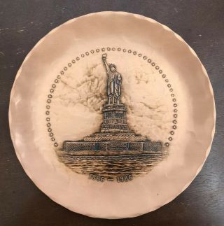 Vintage Hand Made Copper Statue Of Liberty Platter Plate Ny 1886 - 1986