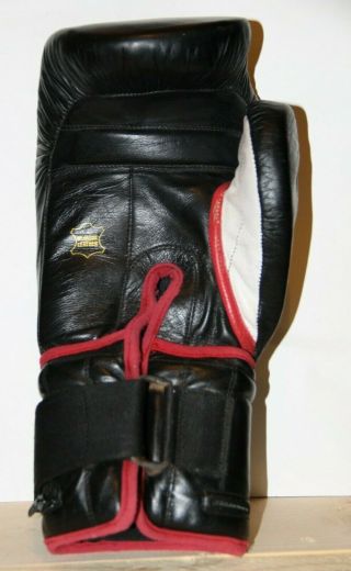 Vintage Title Boxing Classic 16oz Hook & Loop Leather Gloves Black 2