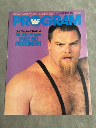 1986 Wwf Program 134 Jim The Anvil Neidhart Issue Adrian Adonis Jimmy Hart