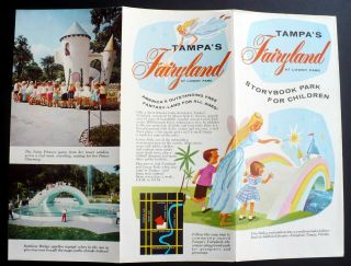 Vintage Tampa Florida Fairyland Storybook Park At Lowry Park Zoo,  Color Brochure