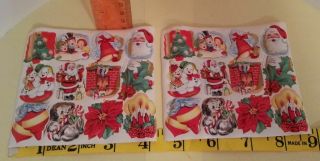 2 Sheets Vintage Christmas Gummed Seals Cute Dog With Candy Cane & More