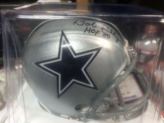 Bob Lilly " Hof 80 " Signed Dallas Cowboys Throwback Mini Helmet Tristar