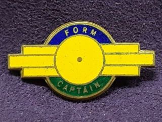 Vintage School Form Captain Badge Metal And Enamel