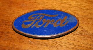 1928 - 30 Ford Model A Enamel Radiator Badge Grill Emblem Porcelain