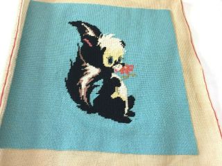 Vintage Needlepoint Skunk Completed Canvas 13.  5 X 13.  5 Child 
