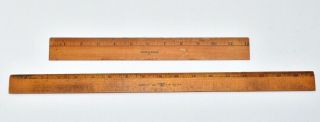 Vintage Old School Ruler Westcott 18 " & Senco 12 " Metal Edge Wooden Typist Ruler