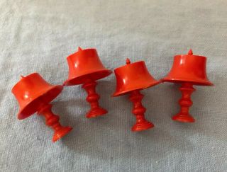 Vintage Renwal 4 Red Matching Lamps Tin Doll House Plastic Furniture