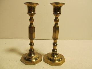 Pair Vintage Heavy Brass Candlesticks Holders 7 ¼”