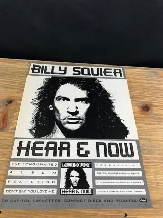 1989 Vintage 8x11 Album Promo B&w Print Ad For Billy Squier Hear & Now