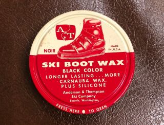 Vintage A & T (anderson & Thompson) Ski Boot Wax Tin