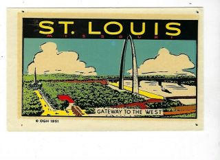 1951 St.  Louis,  Mo Window Decal,  Arch,  Ozark Gift House,  Springfield,  Mo