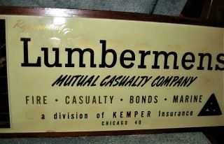 Vintage REVERSED PAINTED KEMPER - LUMBERMENS Insurance Co.  Sign 2