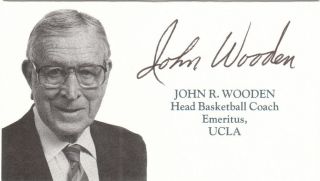 John Wooden Signed Business Card Ucla Bruins Purdue Indiana State