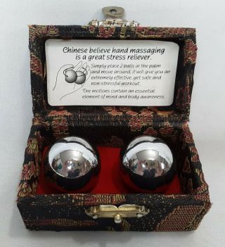 Vintage Two Chinese Hand Massage Balls Stress Reliever Anxiety Help Balls