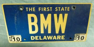 Delaware Vanity License Plate Tag Bmw
