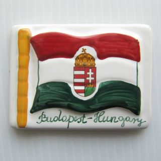 Flag Of Hungary Fridge Magnet.  Ceramic Handmade,  Budapest,  Hungary.