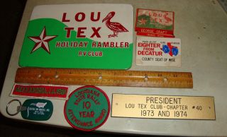 Vintage Holiday Rambler Rv Signs,  Pins,  Patches And Keychain Travel Vacation