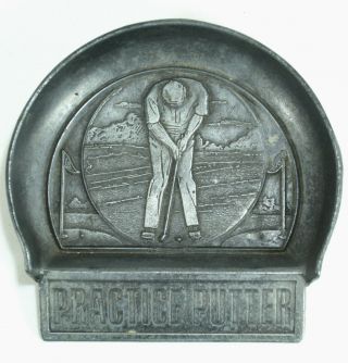 Vintage Metal Golf Practice Putter Putting Cup By Usa W/ Engraved Golfer