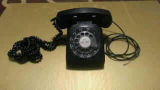 Vintage Black Rotary Desk Phone,  Western Electric Telephone Model 500