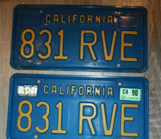 California 1990 License Plate (pair)
