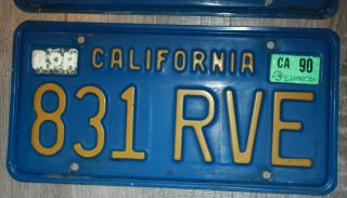 California 1990 License Plate (pair) 2