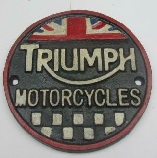 Cast Iron Triumph Motorcycle Sign Advertising Dealer Display Sign