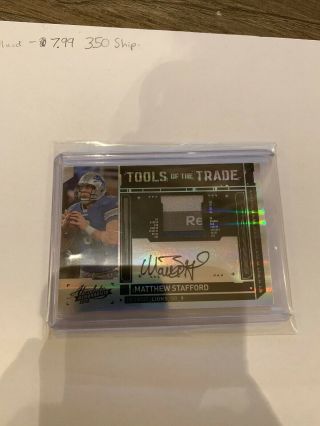 Matthew Stafford 2010 Absolute Memorabilia Tools Of The Trade Auto Patch 07/10