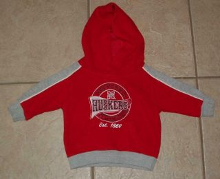 Baby Boys 12m / 12 Months Red Nebraska Cornhuskers Hooded Hoodie Sweat Shirt