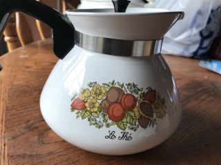 Vintage Corning Ware Spice of Life Le The 6 - cup Coffee Tea Pot P - 104 with Lid 2