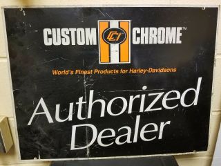 Vintage Harley Davidson Custom Chrome Authorized Dealer Sign 24x18 Double Sided