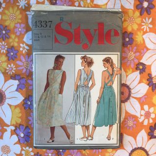 Style 4337 Sewing Pattern 1985 Vintage Miss Dress Size 10 12 14 1980s