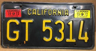 1963 •dmv Clear• (california) • Gt 5314 •trailer License Plate - 1972/73 Sticker