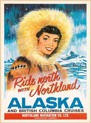 Alaska British Columbia Cruises Vintage Canada Travel Advertisement Poster