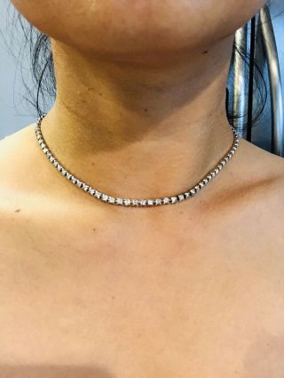 Vintage Marked Kramer Clear Rhinestone Choker Necklace 15” Long 22