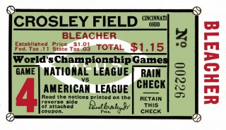 1939 World Series Game 4 Ticket Stub Yankees Vs.  Reds Crosley Field,  6x10 Photo