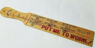 Vtg Wood Fanny Paddle Read The Riddle " Put Me To Work " Spanking Stick Naughty