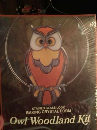 Vintage Owl Stained Glass Hanging Sun Catcher Kit Crystals Makit Bakit 70 