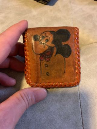 Vintage Walt Disney World Child Leather Wallet Mickey Mouse