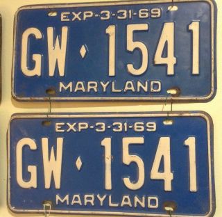 1969 Maryland Matching License Plates