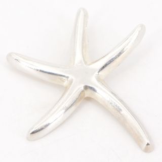 Vtg Sterling Silver - Solid Starfish Star Modern Pendant - 11g