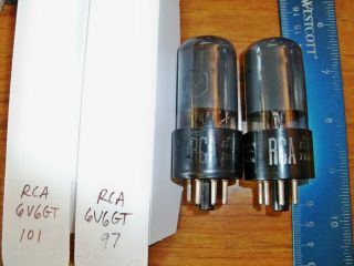 2 Strong Matched Rca Smoked Glass 6v6gt Tubes - 101 & 97