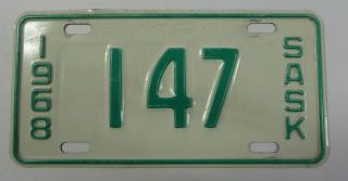 Vintage 1968 Saskatchewan Province,  Canada Motorcycle License Plate Tag 147