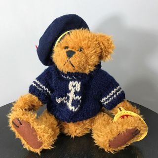 Brass Button Collectibles 1997 Teddy Bear " Tango " Sailor Sweater Hat 9 "