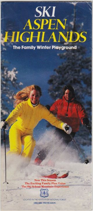 1983 - 84 Aspen Highlands Ski Trail Map & Brochure