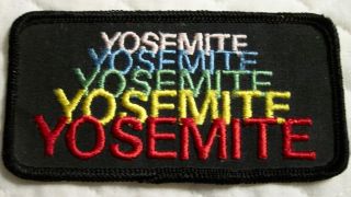Vintage " Yosemite " Multi - Color On Black Souvenir Patch - 4 3/4 " X 2 3/4 "