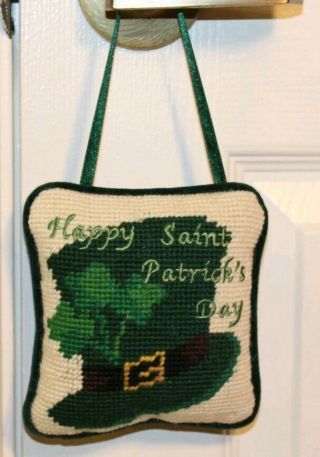 St Patricks Day Pillow Door Knob Hanger Happy St.  Patrick 