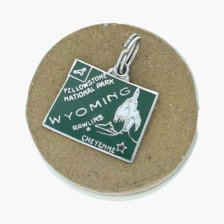 Goodbyebabylon / Sterling Silver Vintage Enamel Wyoming State Travel Charm (3g)