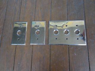 Vintage Push Button Light Brass Plates (3)